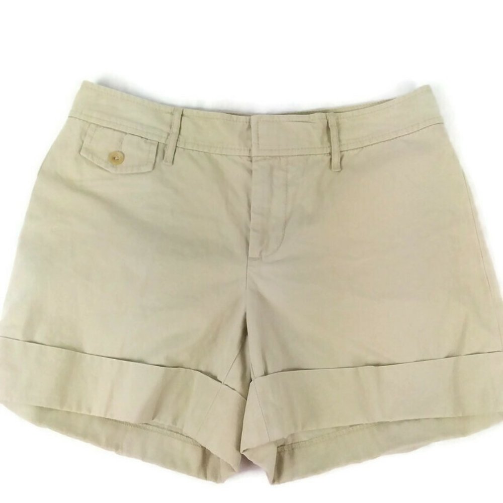 Banana Republic Cotton Cuffed Chino Shorts Tan Size 4